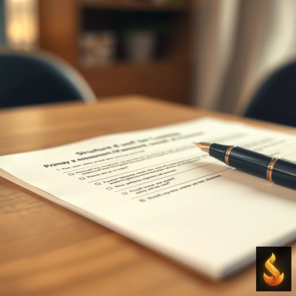 A clean clinical questionnaire and pen on a wooden table, symbolizing rigorous psychological screening.