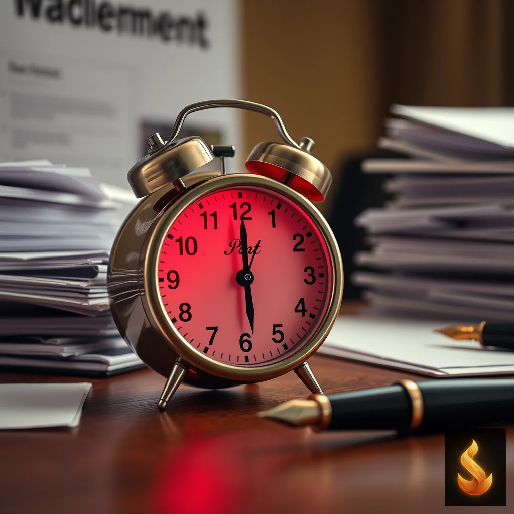 A glowing red alarm clock on a desk, symbolizing constant internal pressure.