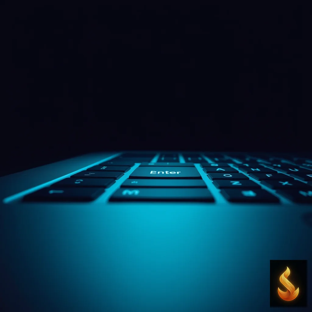 Close-up of a laptop keyboard glowing in a dimly lit room, representing digital privacy.