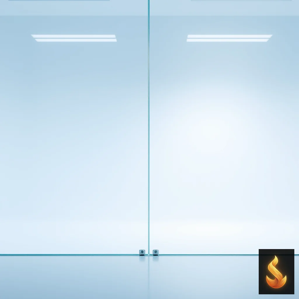 A glass pane separating two different lighting environments, illustrating the distinction between burnout and depression.