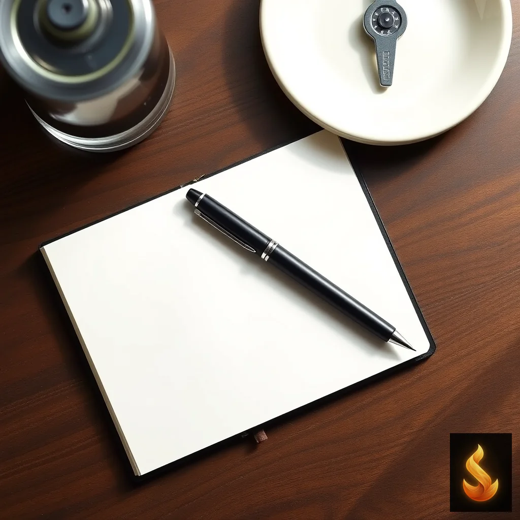 A fountain pen resting on a blank journal on a dark walnut table, representing an actionable recovery roadmap.