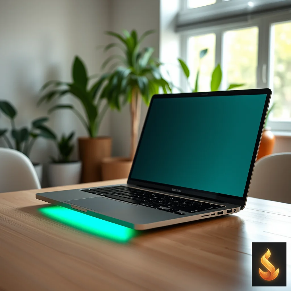 A secure laptop emitting a protective green glow, representing radical data privacy and confidential online mental health screeners.