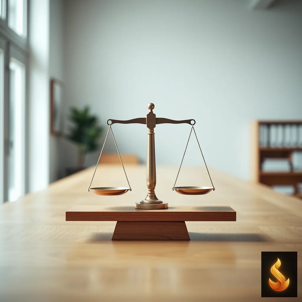 A precise balance scale resting on a wooden table, illustrating the comparison between anxiety and burnout.