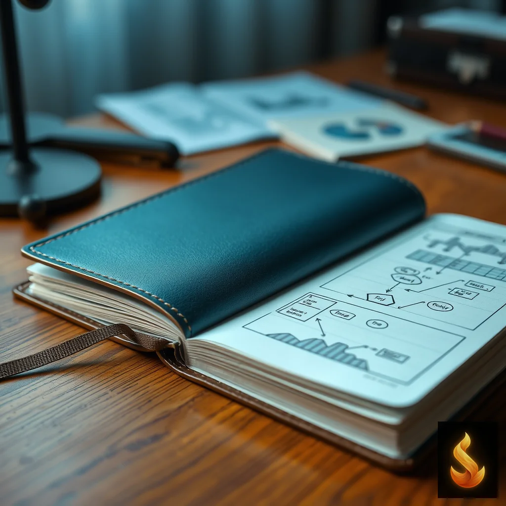 Structured notes and diagrams on a desk, representing the systematic process of cognitive restructuring and thought analysis.
