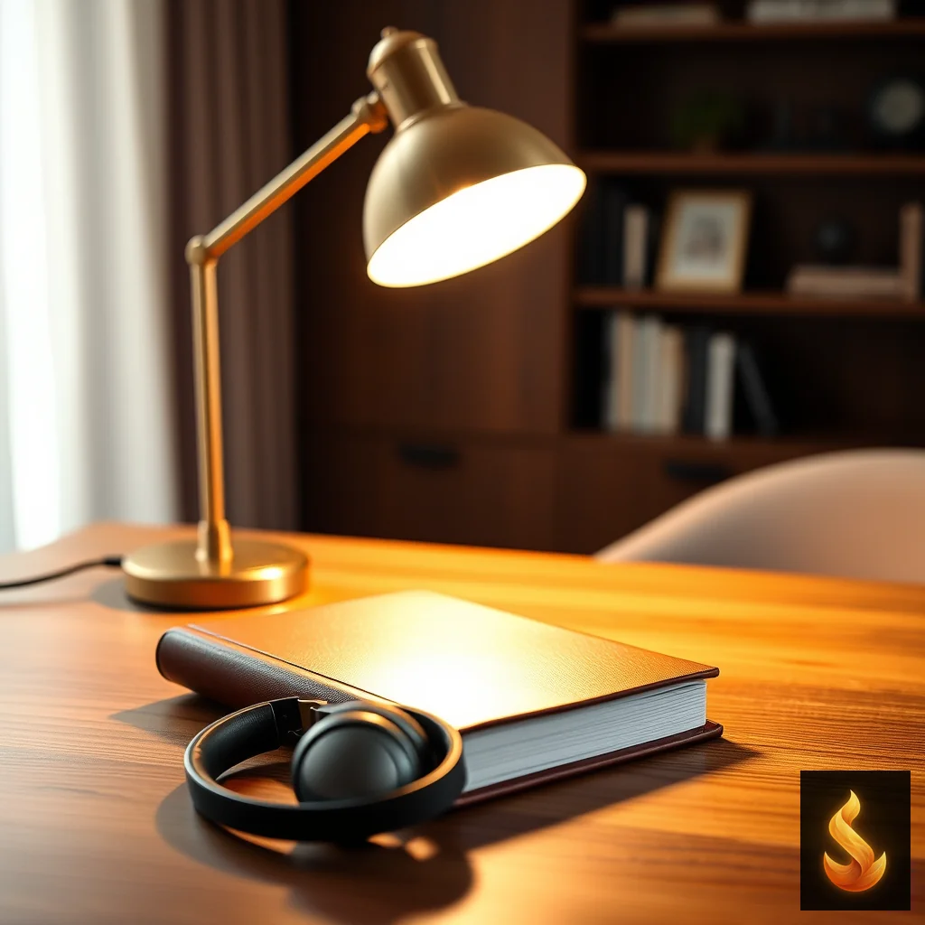 A warm study desk with a journal and lamp, representing the bridge between self-assessment and professional therapy.