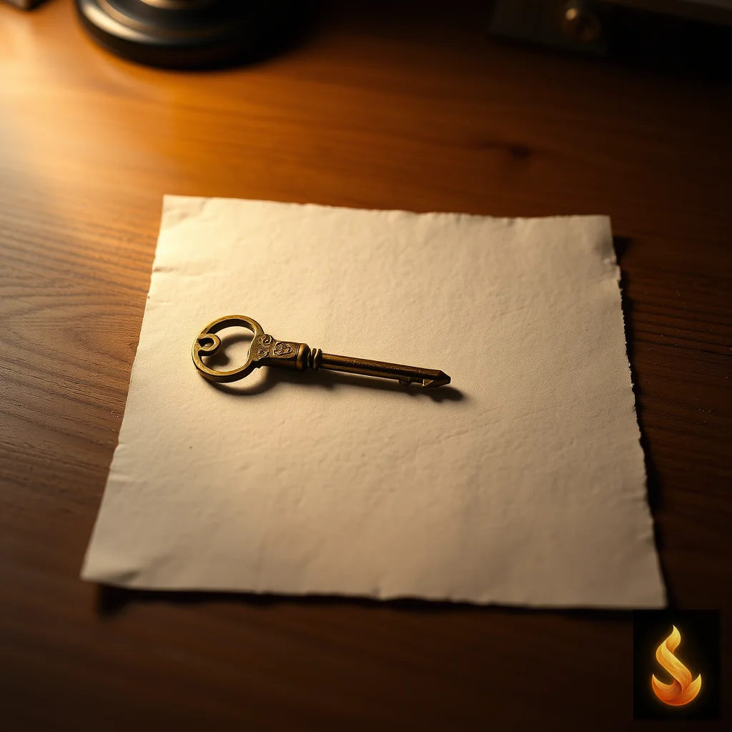 Vintage brass key resting on textured paper under warm side lighting, symbolizing privacy and data autonomy.