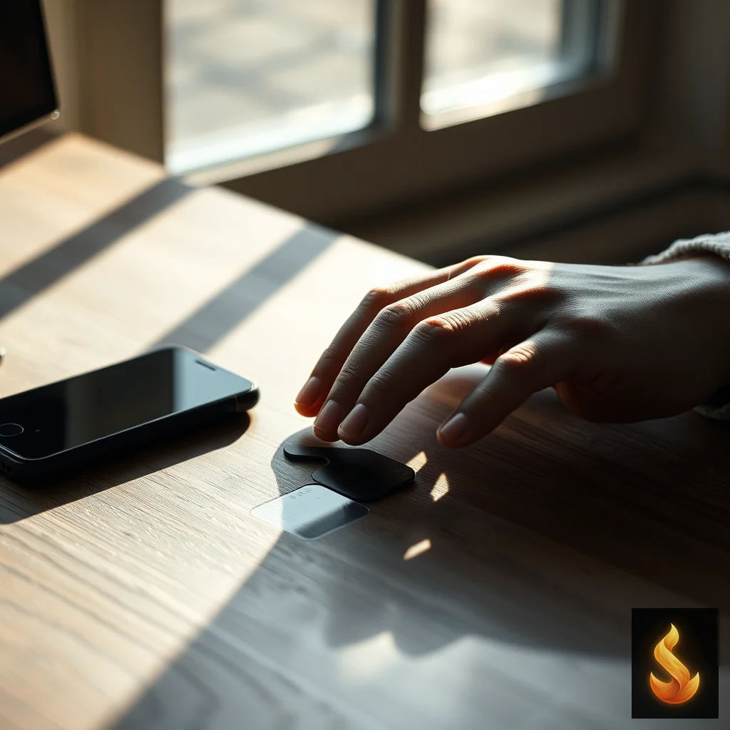 A smartphone resting on a wooden desk in soft lighting, representing the hidden mental weight of secret compulsions.