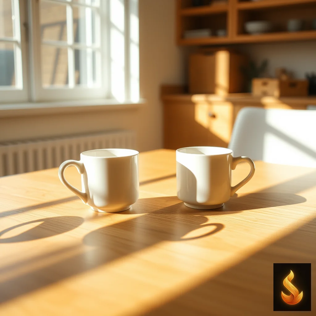 Two mugs on a table representing adult attachment styles and their connection to relationship satisfaction.