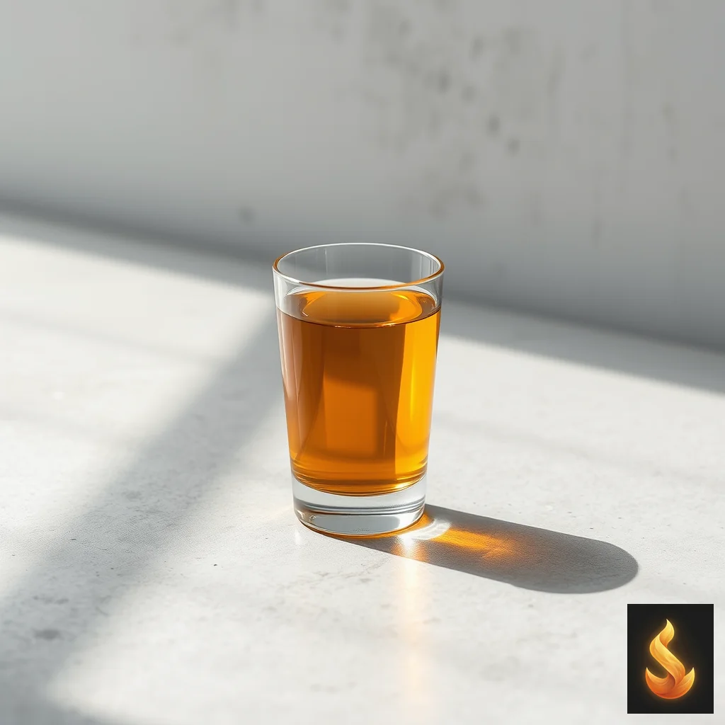 A glass of water catching sunlight on a concrete surface, representing the mental clarity of cognitive behavioral restructuring.