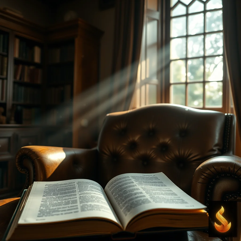 An open book on a leather chair in a quiet study, representing the evaluation of self-help frameworks and clinical guidance.