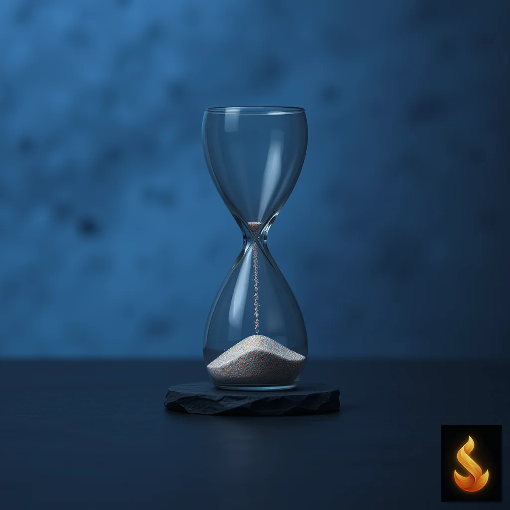 A minimalist hourglass on dark slate representing the persistent, measurable drain of chronic neurological burnout over acute fatigue.