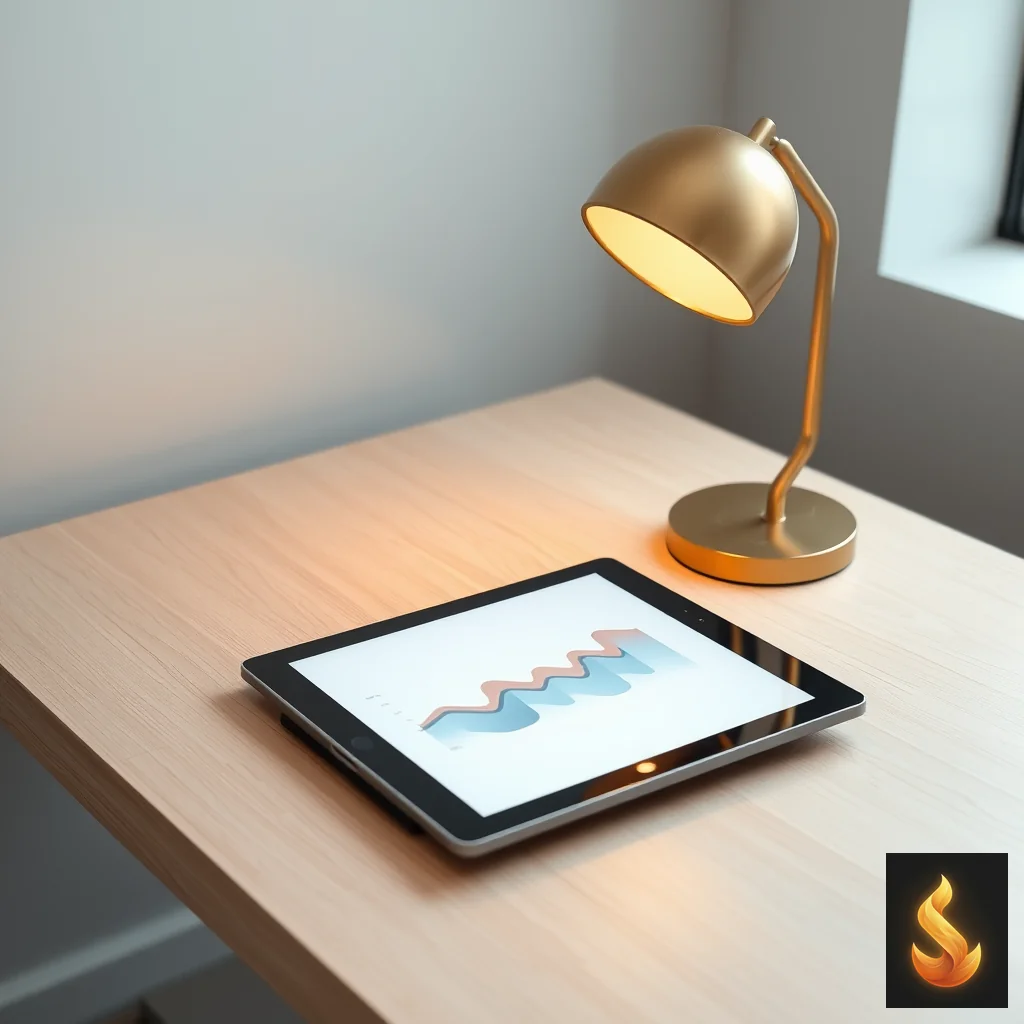 A clean tablet resting on a desk displaying an abstract gradient chart representing objective clinical thresholds.