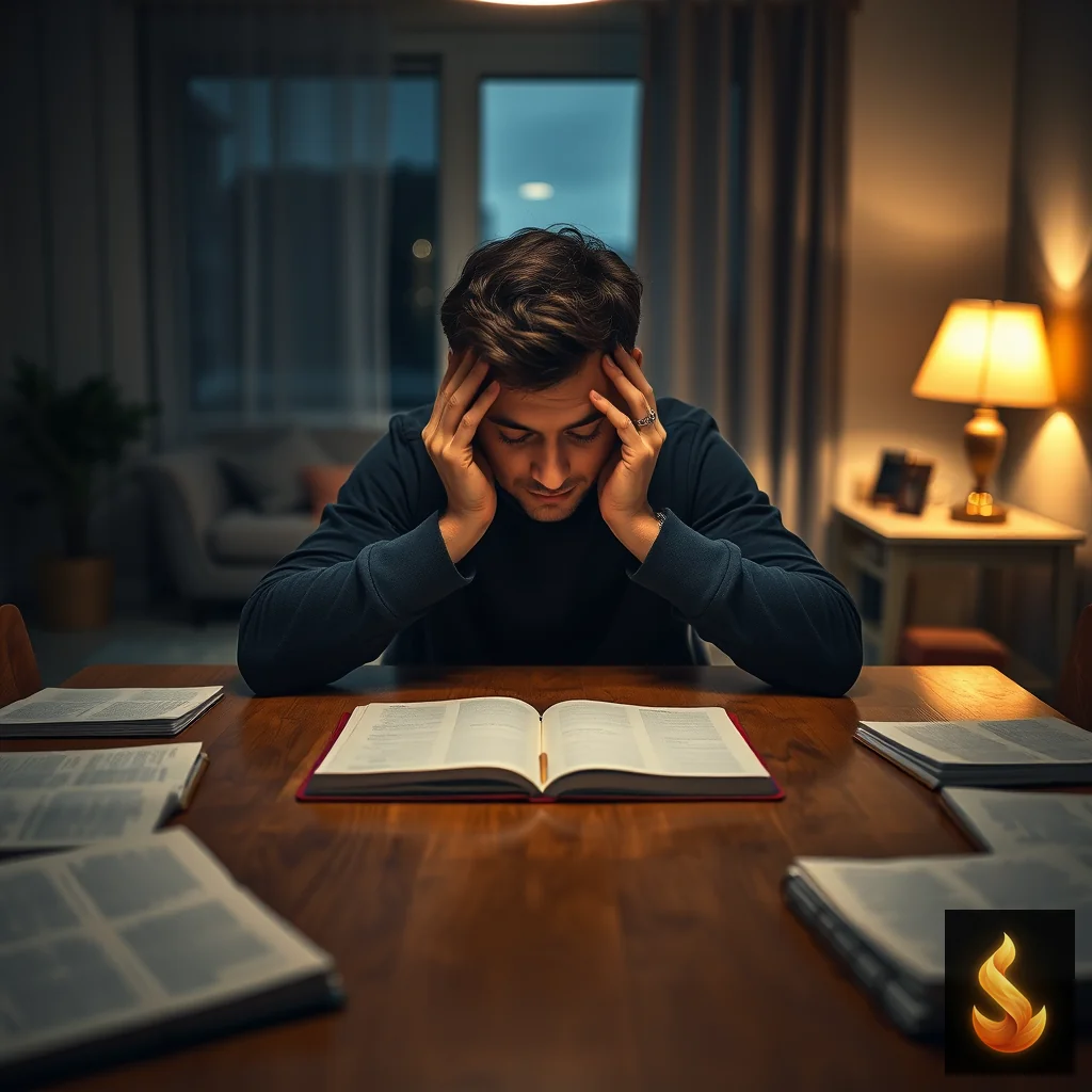 A person sitting thoughtfully at a table with notebooks, representing the internal confusion of untangling relationship anxiety.