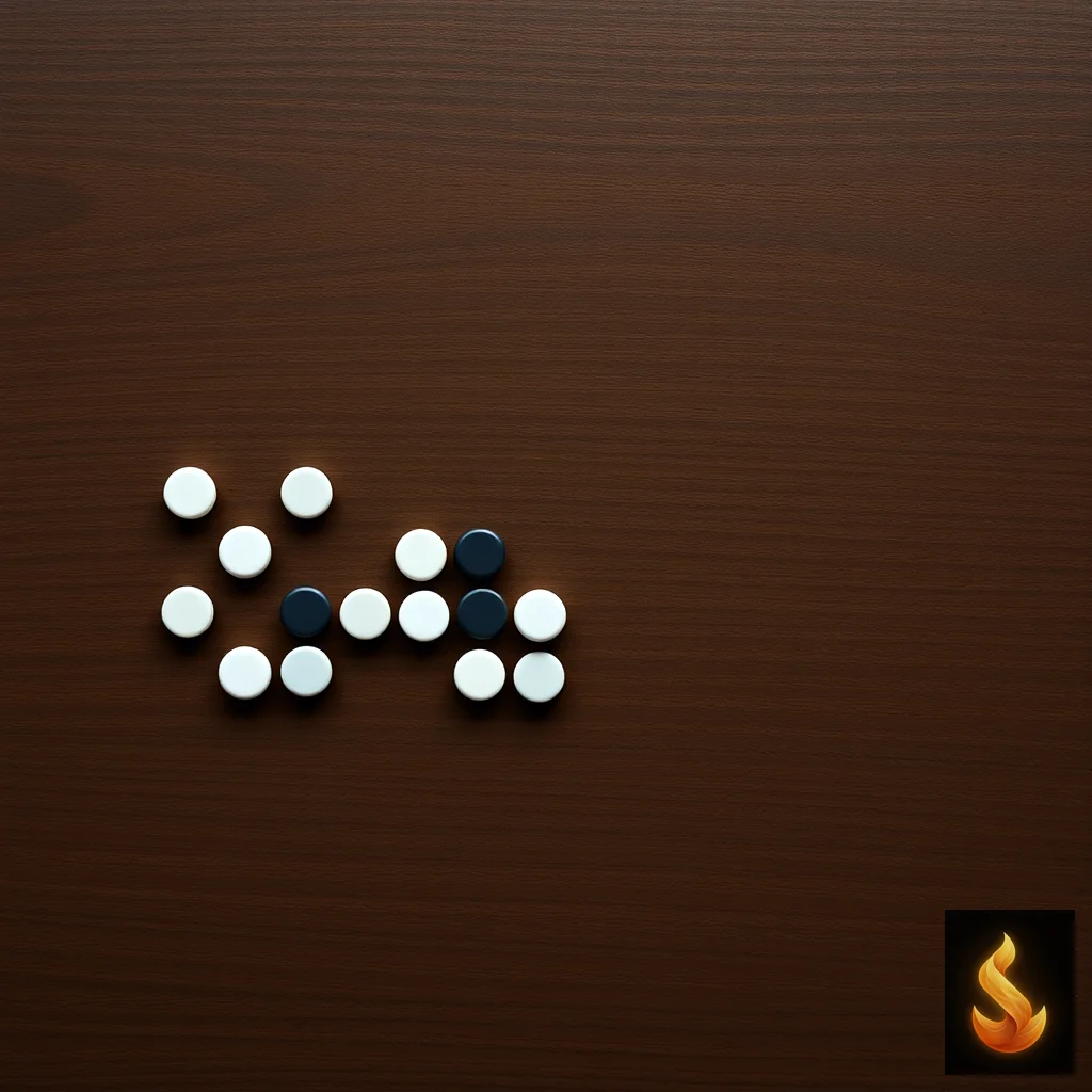 A clean arrangement of ceramic tokens representing cluster analysis of burnout severity groups.