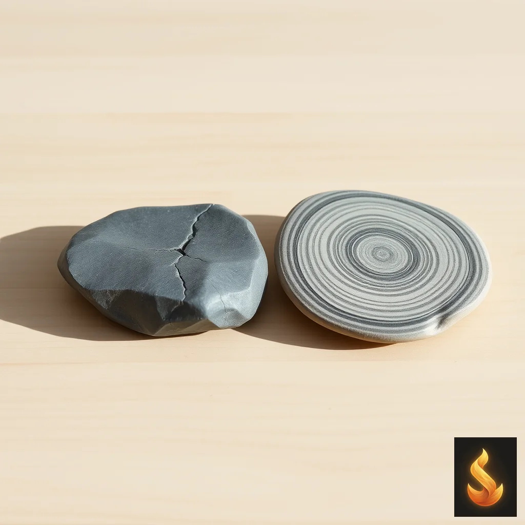 Two distinct river stones illustrating the structural difference between single-event shock and complex trauma.