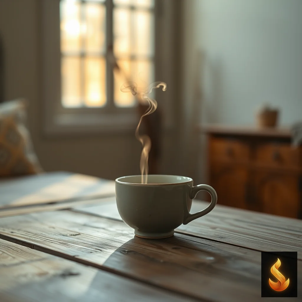A steaming cup of tea in a calm room representing the physical rest needed to soothe chronic hypervigilance.
