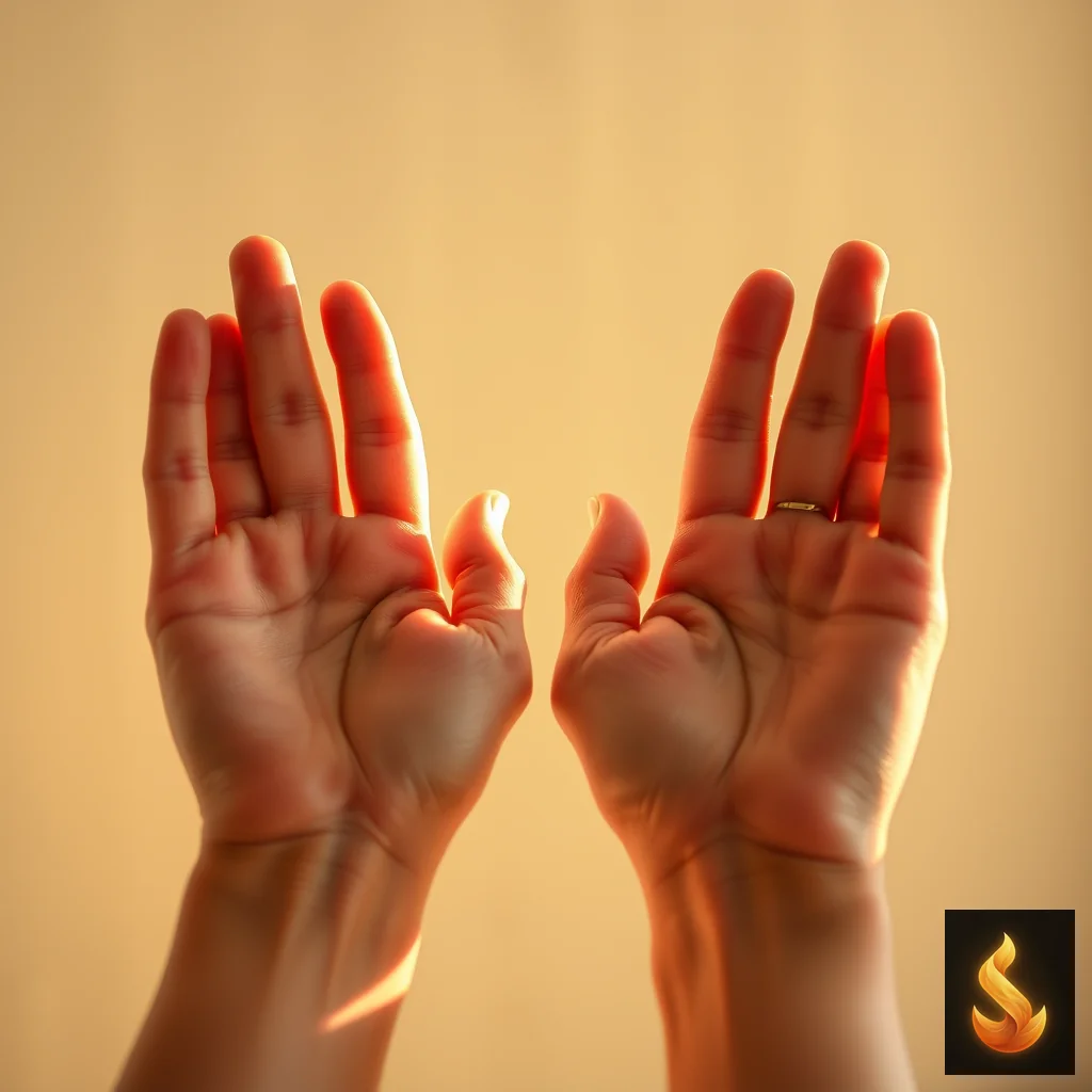 Open hands resting peacefully, symbolizing self-compassion and the transition toward root-cause healing.