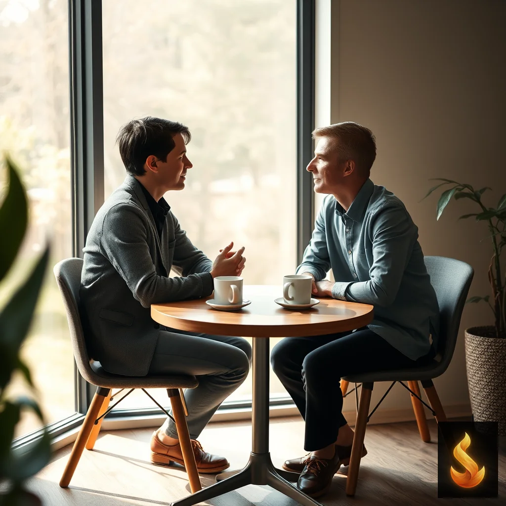 Two colleagues having a supportive conversation, illustrating the buffering effect of positive peer relationships against stress.