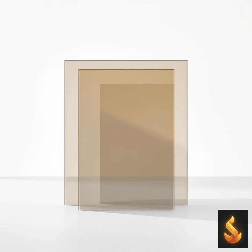 Layered translucent glass panels casting gradient shadows, representing how chronic burnout scales into depressive symptoms.