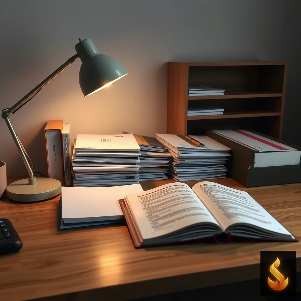 An organized desk with a journal, illustrating the calm self-reflection needed to assess project completion patterns.