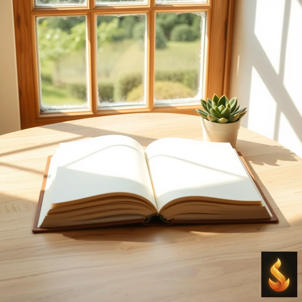 An open notebook on an oak table with soft sunlight, symbolizing flexible pacing and natural cognitive rhythms.
