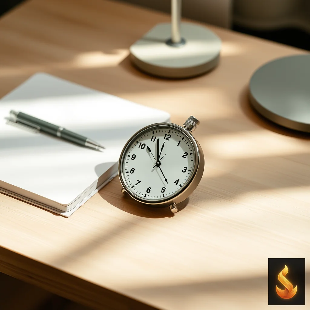 A minimalist visual timer on a wooden desk, representing external cognitive scaffolding that reduces anxiety.