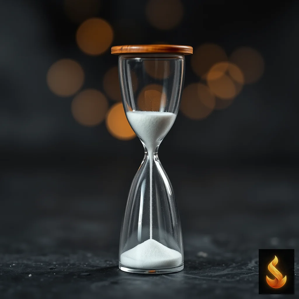 An hourglass on a slate surface, representing the temporary relief and ongoing cycle of reassurance-seeking behaviors.