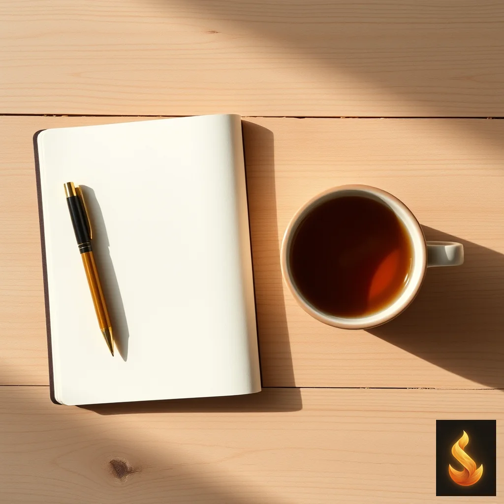 An open notebook and pen on a wooden table, representing self-reflection and mapping your natural helping style.