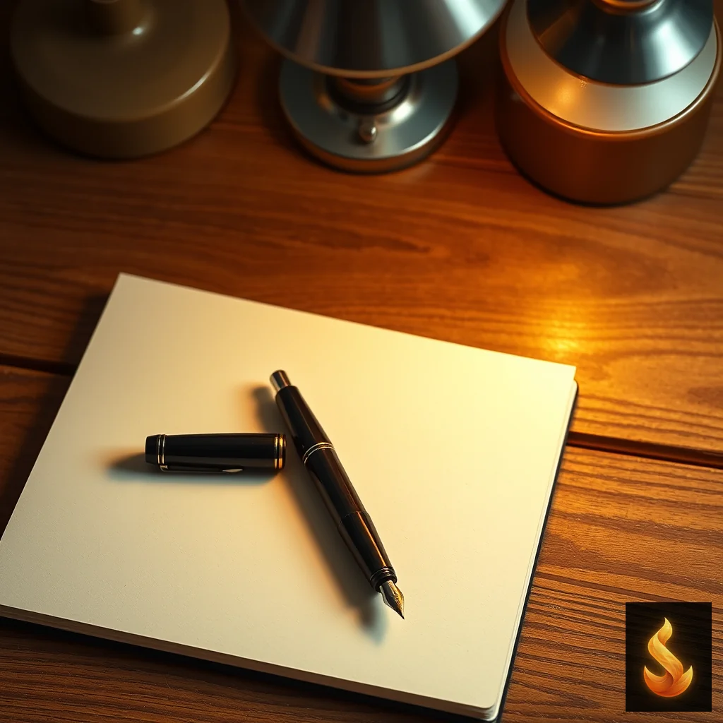 A clean journal and pen on a wooden table, representing the structured four-step reappraisal protocol used to convert envy into actionable data.