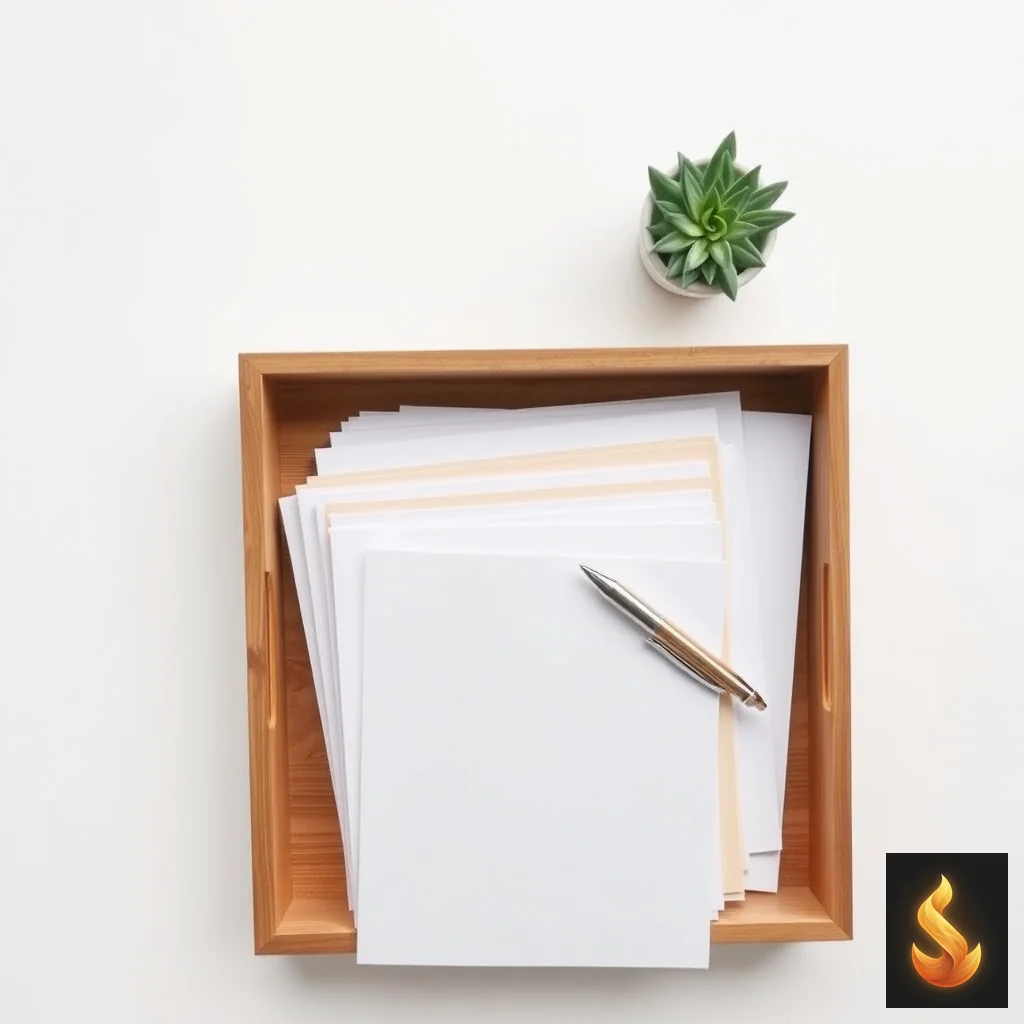 An organized desk workspace demonstrating structured filtering and personal information management.