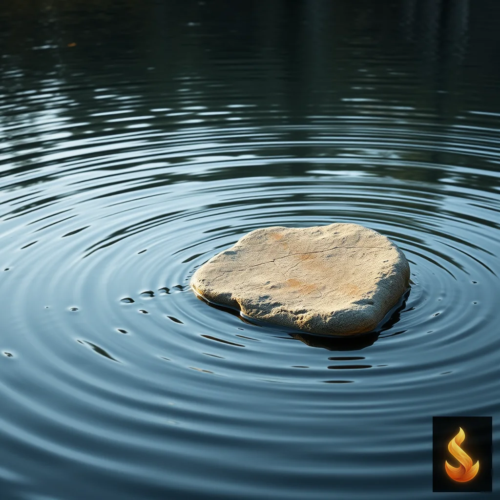 A solid stone in calm water symbolizing emotional stability, grounding, and the recovery of self-trust.