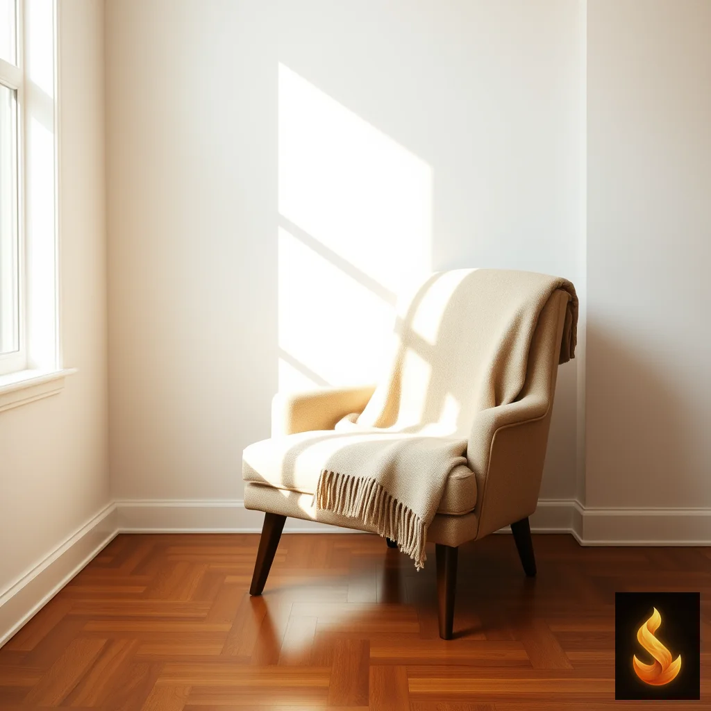 A quiet, sunlit room with a comfortable chair, representing a grounded space for carrying profound loss and restoring personal mastery.