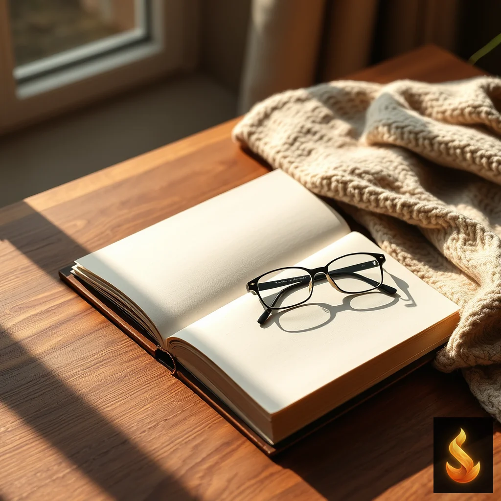 An open notebook and glasses on a wooden table, representing the journey toward an accurate self-assessment.