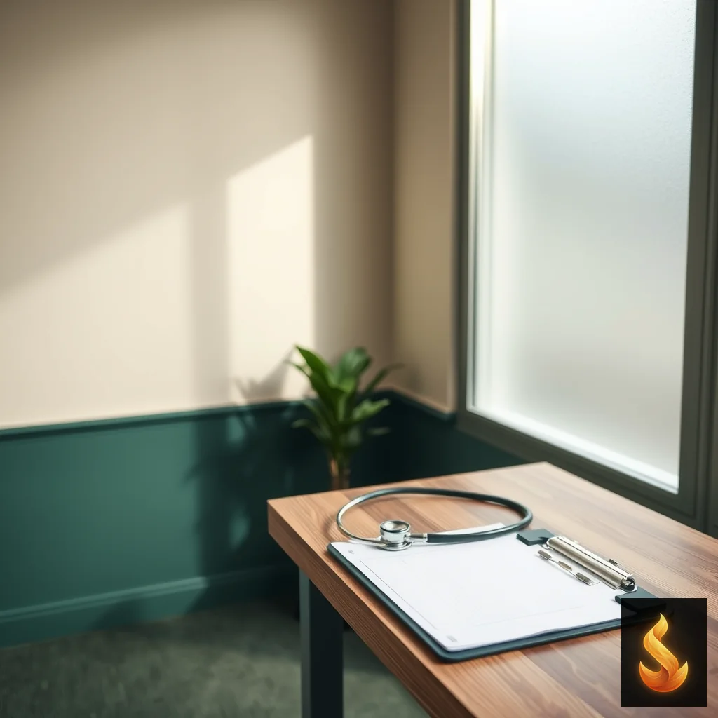 A serene clinical triage setting representing the careful evaluation of chest discomfort and anxiety symptoms.