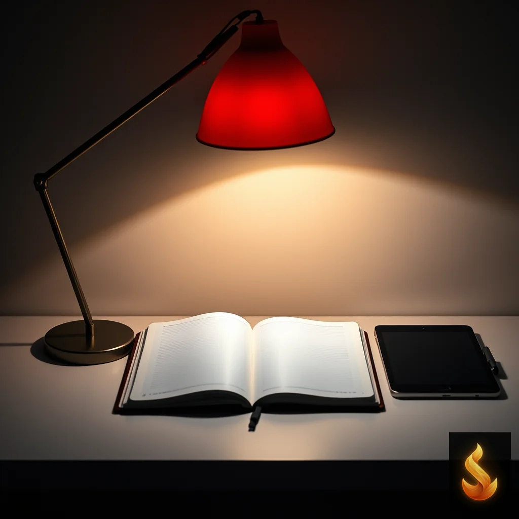 A minimalist desk setup under dramatic lighting representing the internal strain of chronic stress.