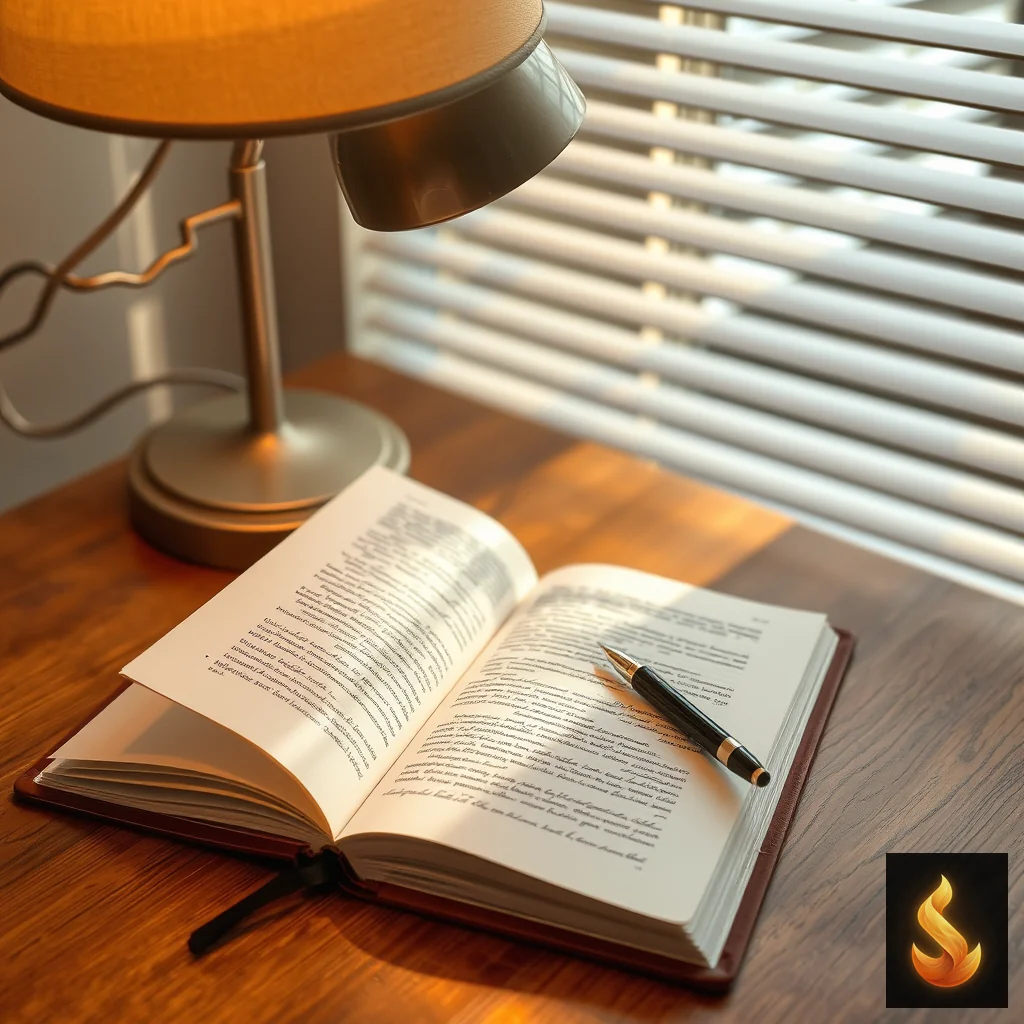 An open journal on a wooden desk illuminated by soft morning light, representing self-reflection and rebuilding personal clarity.