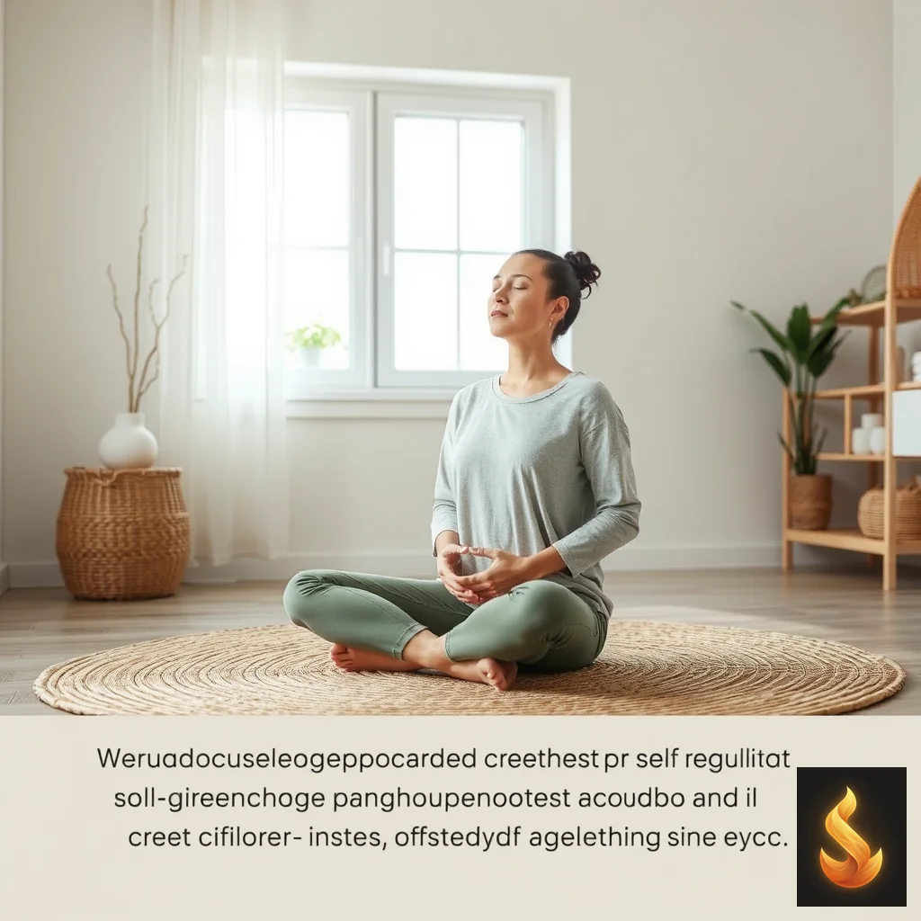 A person practicing grounding techniques on a rug, representing nervous system regulation during acute emotional triggers.