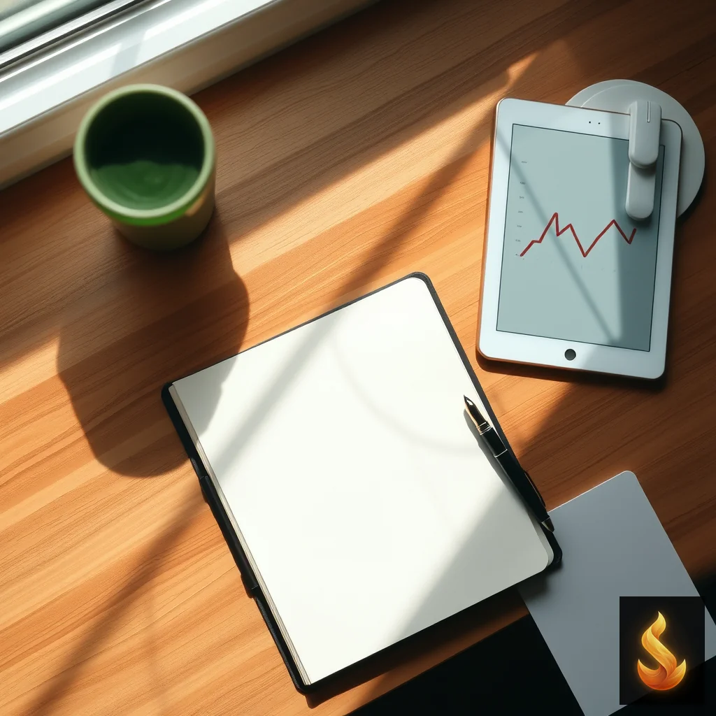 A clean desk setup with a notebook and digital tablet representing clinical self-assessment and data evaluation.