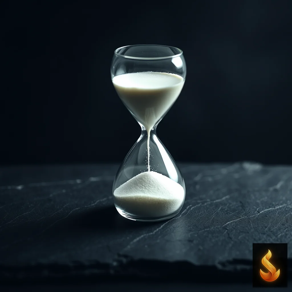 An hourglass on a slate surface, illustrating the suspended time and cognitive dissonance experienced during ambiguous living losses.