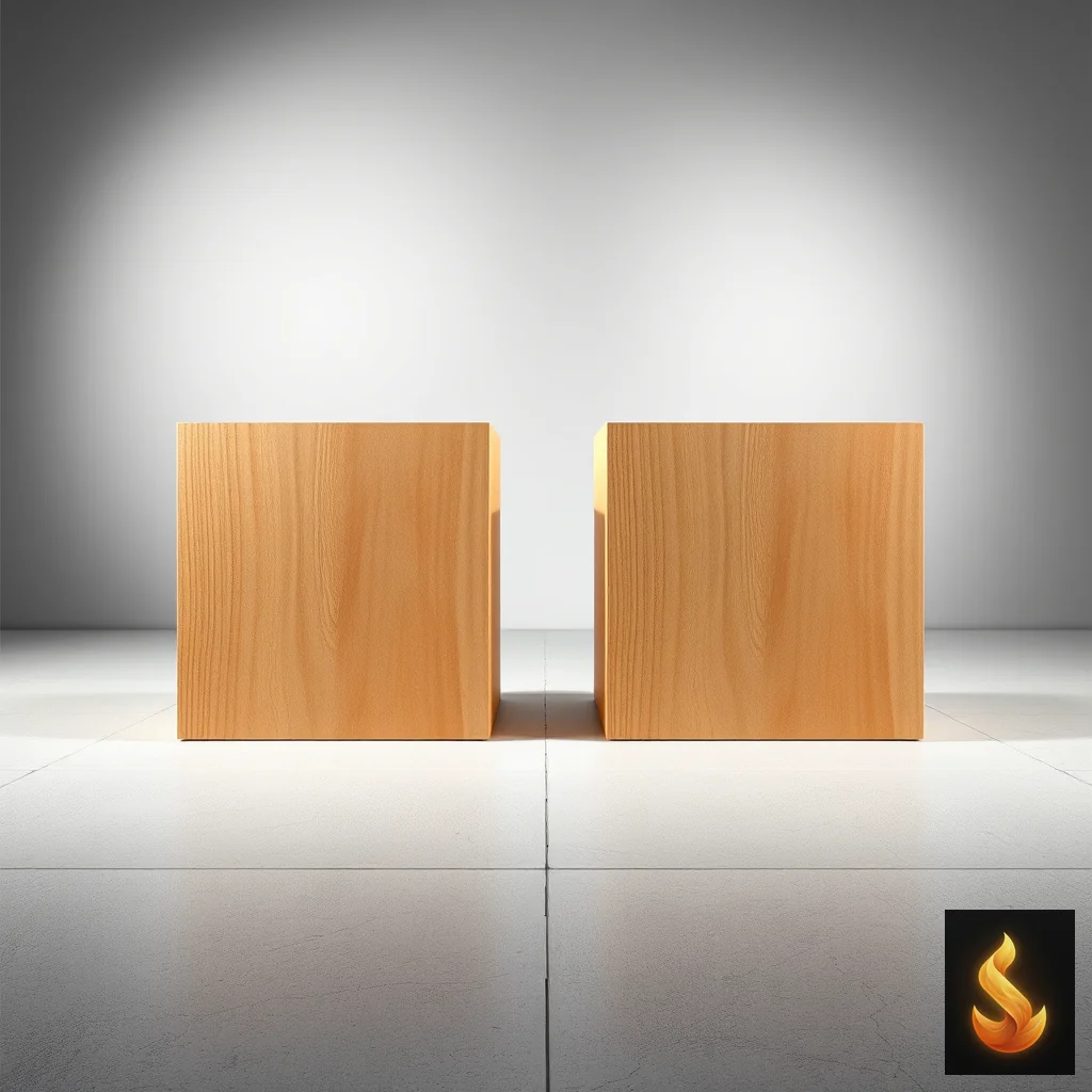 Two parallel wooden blocks on a clean surface, visualizing the structured diagnostic comparison between psychological traits.