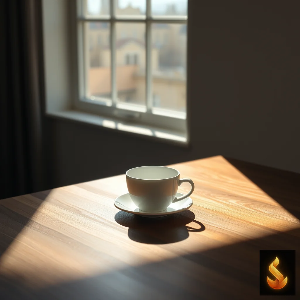 A solitary ceramic teacup on a dark table, representing the hidden contrast between feeling unlovable and secretly brilliant.