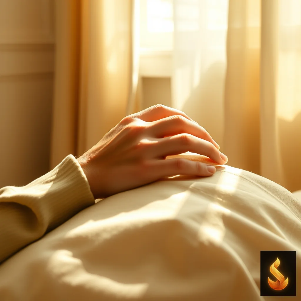 Hands resting gently in a sunlit room, representing somatic self-regulation practices that return safety to the nervous system.